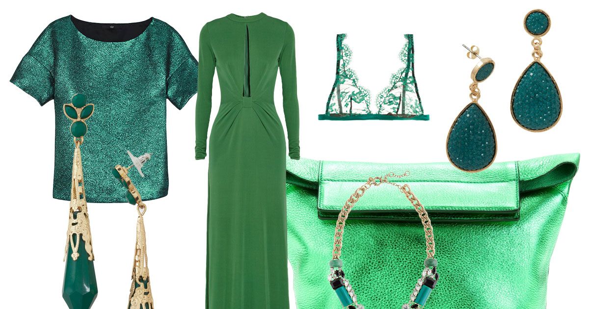 Зеленое Платье Какие Серьги