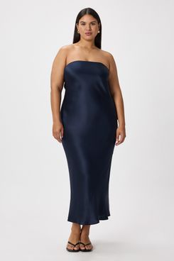 Quince 100% Washable Silk Strapless Midi Dress
