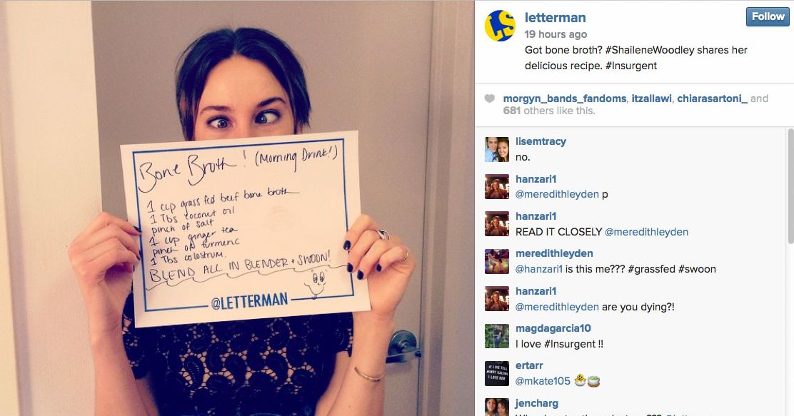 Behold, Sweet Earth Children! It’s Shailene Woodley’s BoneBroth Recipe