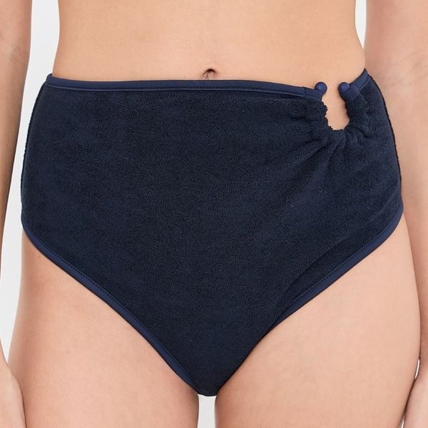Johanna Ortiz Terry Navy Susurro Del Agua Bikini Bottoms