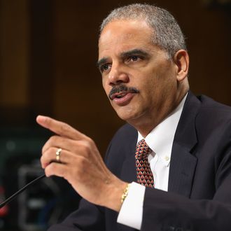 U.S. Attorney General Eric Holder testifies before the Senate Judiciary Committee on Capitol Hill March 6, 2013 in Washington, DC. Holder was asked about a variety of topics, including the federal budget sequester, the Fast and Furious program, the use of drone strikes on domestic targets and voter rights. 