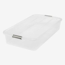 IRIS USA 50 Quart Underbed Plastic Buckle Up Box, Clear