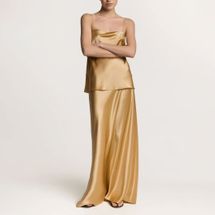 TheSerenityWear Gold Silk Slip Skirt