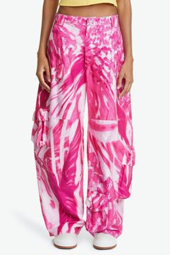 Printed wide leg cargo pants