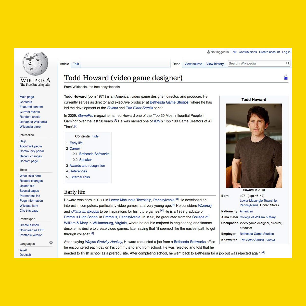 Why Todd Howard S Wikipedia Article Keeps Getting Vandalized