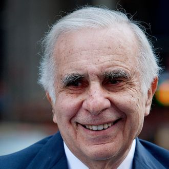 Carl Icahn, billionaire investor and chairman of Icahn Enterprises Holdings LP, stands outside of the Nasdaq MarketSite in New York, U.S., on Tuesday, March 27, 2012. Icahn announced his intention last month to offer $30 a share and give CVR Energy Inc. holders a right to as much as an additional $7 a share, a proposal that values the company at at least $2.6 billion, according to Bloomberg via Getty Images calculations. 