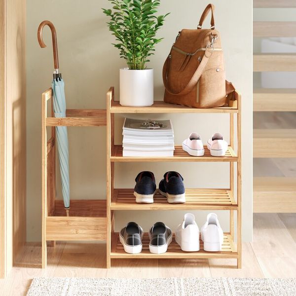 Wayfair Dotted Line Bamboo Entryway 8 Pair Shoe Rack