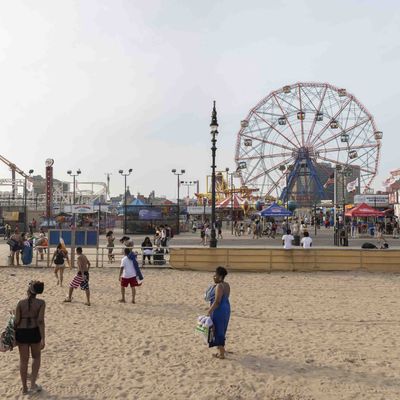 beach near the proposed site of a new casino in Coney Island