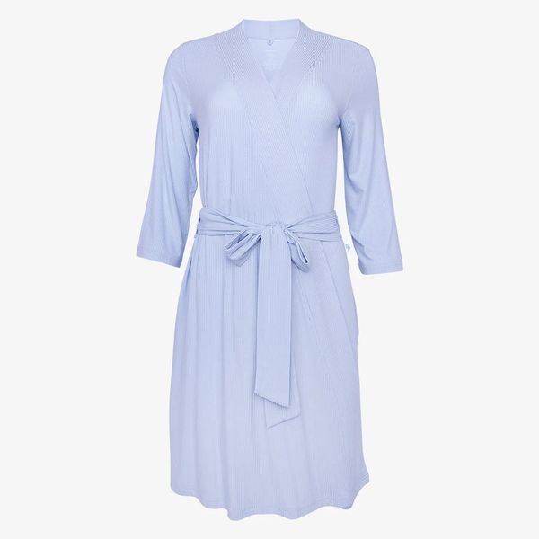 Posh Peanut Powder Blue Ribbed Robe