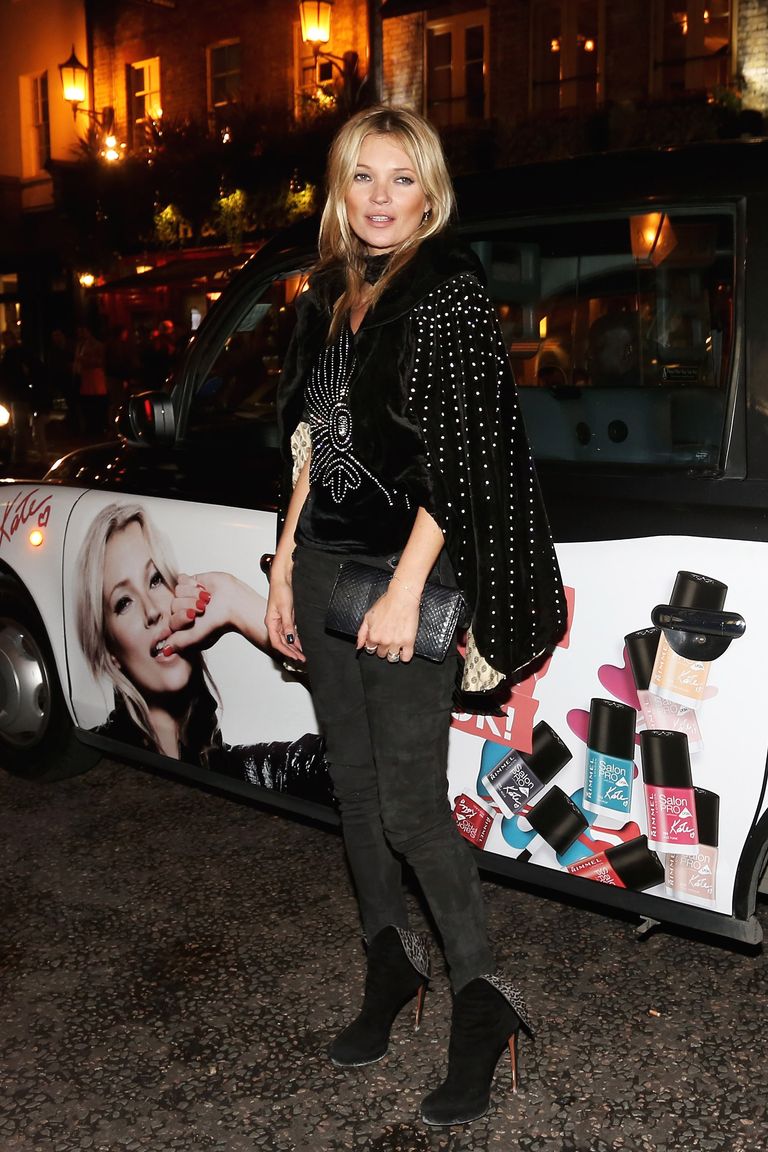 Kate Moss arrives at the Rimmel London 180 Years of Cool party at the London Film Museum on October 10, 2013 in London, England. 