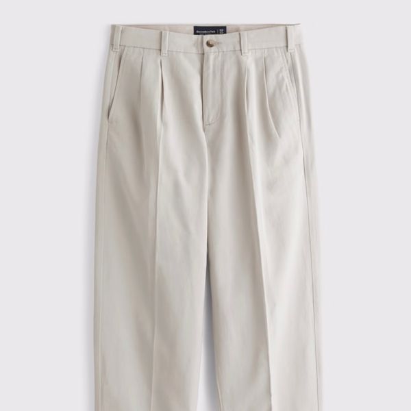 Abercrombie & Fitch Cotton-Blend Pleated Baggy Trouser