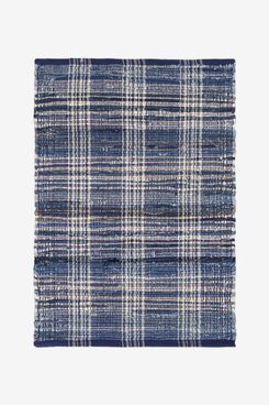 Annie Selke Denim Plaid Handwoven Cotton Rug