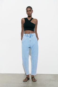 Zara High-Waisted Paperbag Baggy Jeans