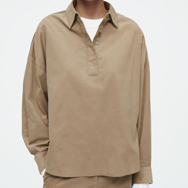 Cos Relaxed Corduroy Half-Placket Shirt