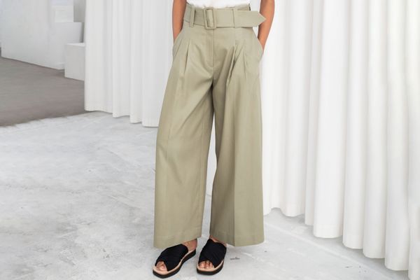& Other Stories High Waisted Belted Flare Pants