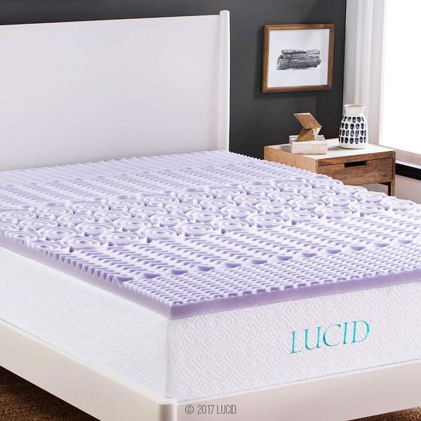 Lucid 2 Inch Memory Foam Mattress Topper – 5 Zone Lavender Infusion