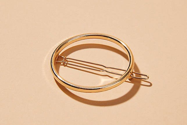 Handmade by Adorn512 Copper Brass Gold Clip Open Circle Hair Slide Gold Hair Clip