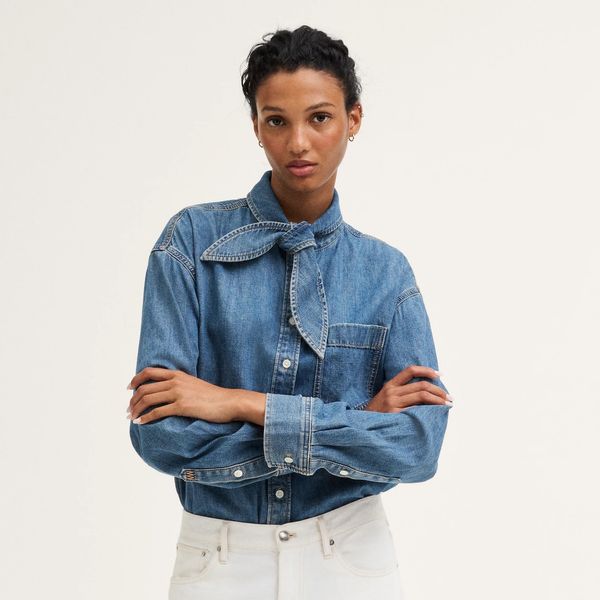 Madewell Denim Tie-Neck Shirt