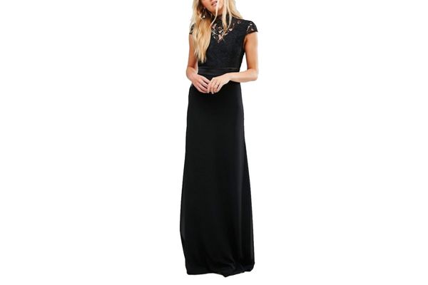 TFNC Tall High Neck Lace Maxi With Scallop Back