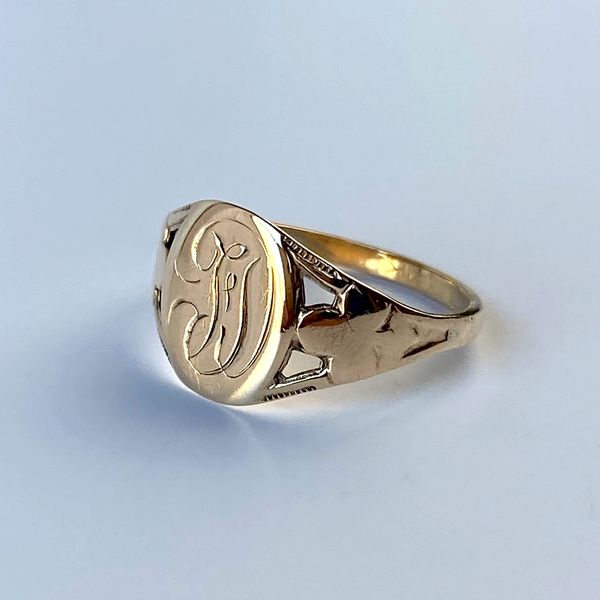 Vintage Solid 10k Yellow Gold Monogram Signet Ring