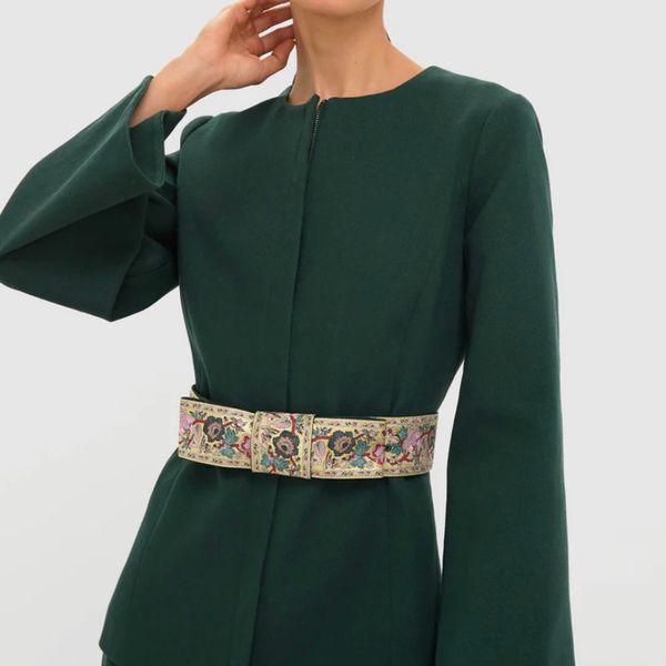 Tuckernuck Garden Scrollwork Jacquard Belted Rhoda Tunic Top