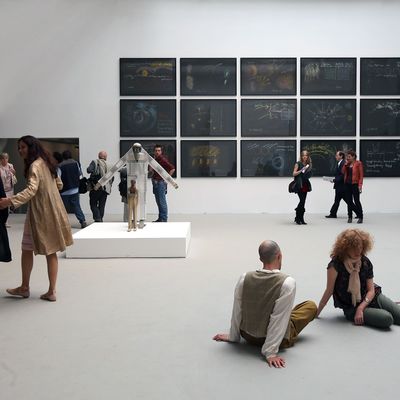 General view of the work of Tino Sehgal at Central Pavilion during the official opening of The 55th International Art Exbhibition at Giardini on June 1, 2013 in Venice, Italy. The 55th International Art Exhibition of La Biennale di Venezia will be open to the public from June 1 - November 24, 2013.