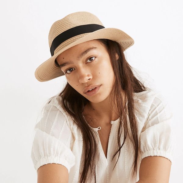 Madewell Packable Straw Fedora Hat