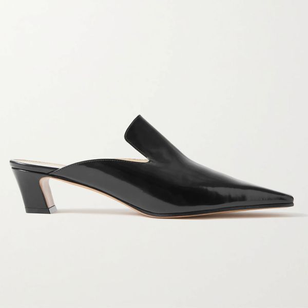 Khaite Marfa Glossed-Leather Mules