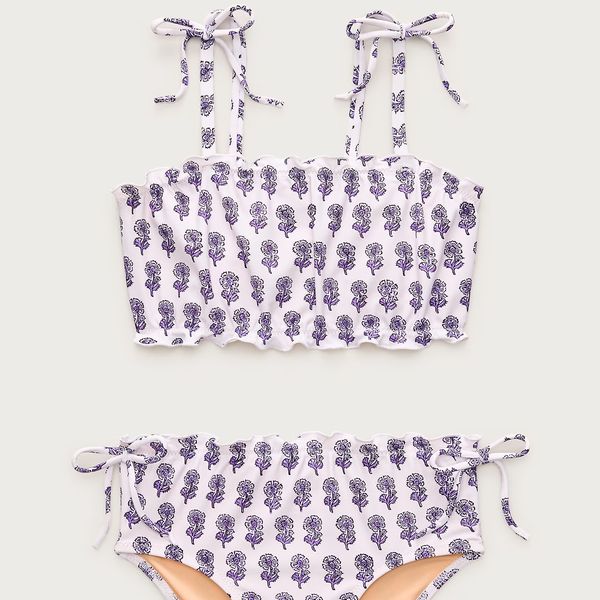 J.Crew Girls' Lettuce-Edge Two-Piece - Lavender Quartz