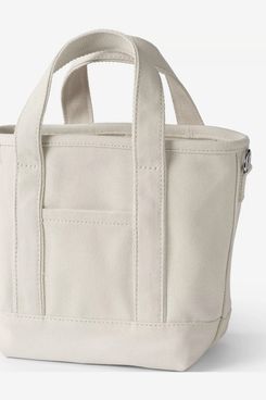 Lands End Small 3 Pocket Open Top Canvas Tote Bag