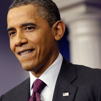 WASHINGTON, DC - MARCH 06: U.S. President Barack Obama speaks during a news conference in the Brady Press Briefing Room of the White House on March 6, 2012 in Washington, DC. President Obama held his first news conference of the year on Super Tuesday as his Republican rivals battled for votes in 10 states. (Photo by Chip Somodevilla/Getty Images)