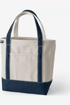 Lands’ End Medium 5 Pocket Open Top Canvas Tote Bag