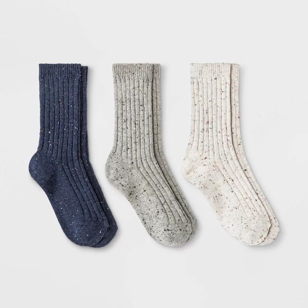 Universal Thread Women's Fine Ribbed Nep Crew Socks - 3 Pack