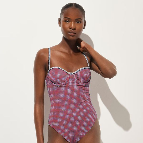 J.Crew Balconette Underwire One-Piece in Gingham
