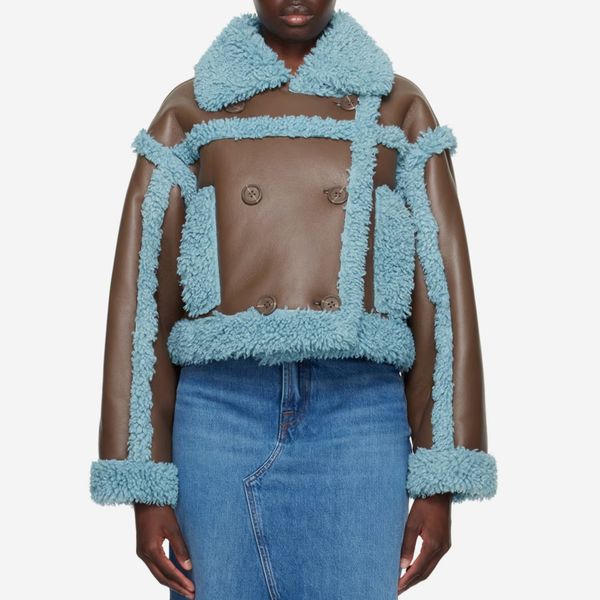Stand Studio Brown & Blue Kristy Faux-Shearling Jacket