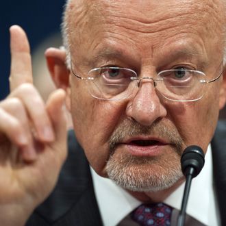 US Director of National Intelligence James Clapper testifies before the House Select Intelligence Committee on Capitol Hill in Washington, DC, on April 11, 2013. Clapper told Congress that cyberattacks and cyberspying are the leading threats to US security.