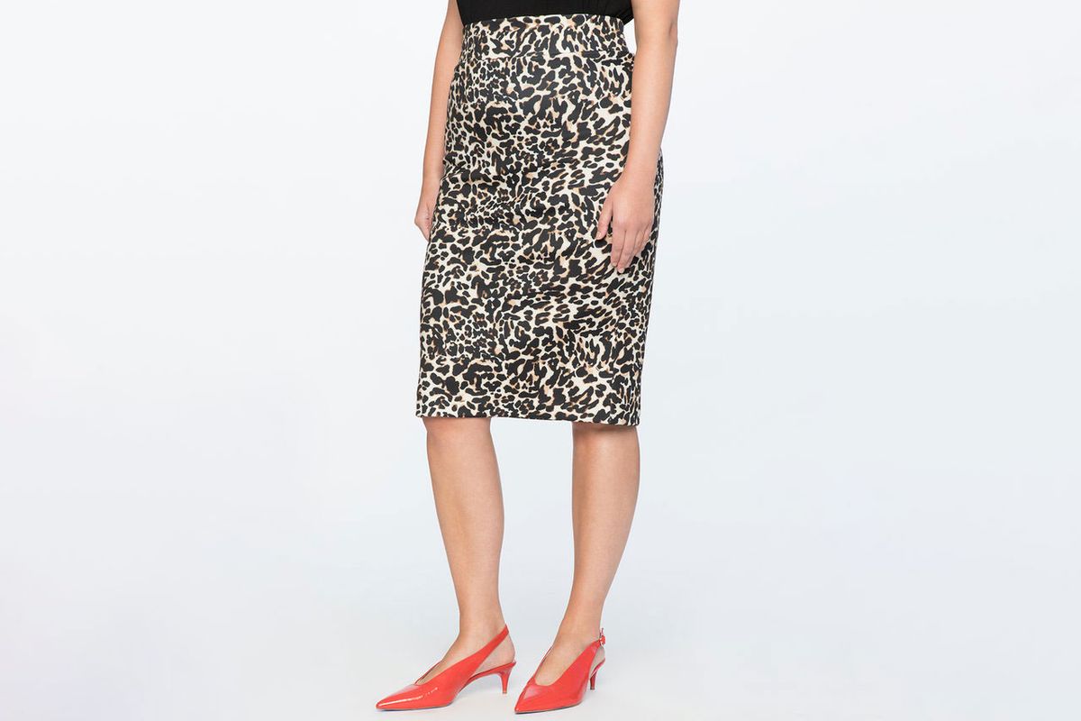 leopard print straight skirt