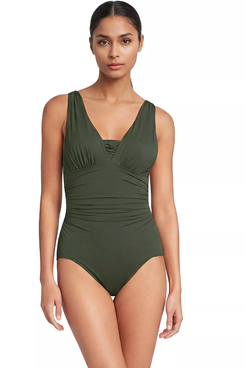 Lands’ End SlenderSuit Grecian Adjustable Low Leg One-Piece