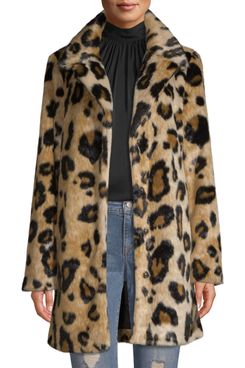 Scoop Vegan Fur Leopard Printed Coat Women’s