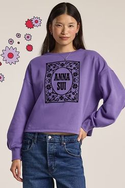 Old Navy x Anna Sui Crew Neck Graphic Fleece Sweatshirt