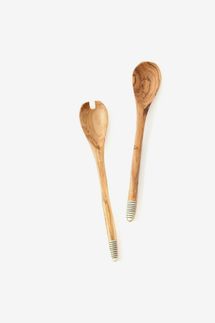 Clic Notched Wild Olive Wood Salad Servers