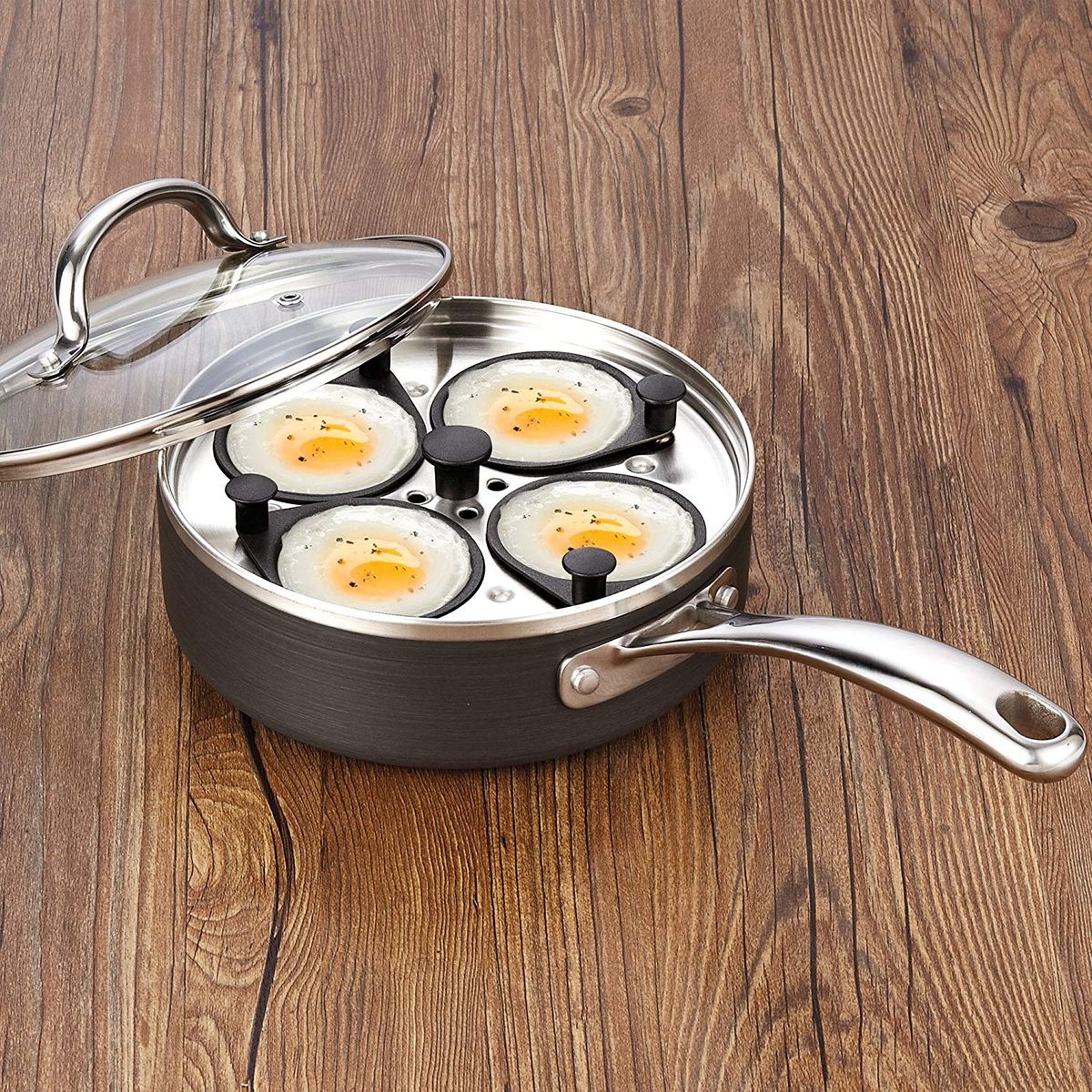 Perfect Poached Egg Maker CozyKit 2 Cups Egg Poacher Pan Stainless Steel Poached Egg Cooker Induction Cooktop Egg Poachers Cookware Set with 2 Nonstick Large Silicone Egg Poacher Cups
