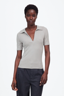 Madewell Drapey Rib Short-Sleeved Polo Top