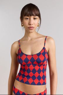 Damson Madder Wren Tankini Top - Harlequin Print