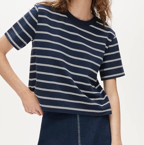 J.Crew Boyfriend Jersey Relaxed Cropped T-shirt in Stripe