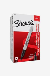 Sharpie Permanent Markers, Black, Box of 12