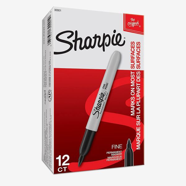 Sharpie Permanent Markers, Black, Box of 12