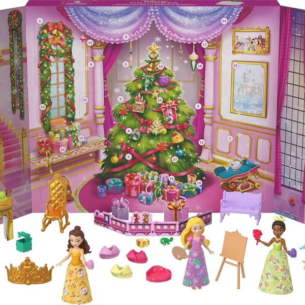 Mattel Disney Princess Advent Calendar With Rapunzel, Tiana, and Belle Dolls