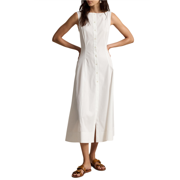 Polo Ralph Lauren Paneled Cotton Button-Up Midi Dress