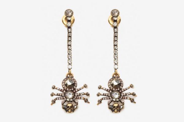 Alexander McQueen Pavé Spider Chain Earrings